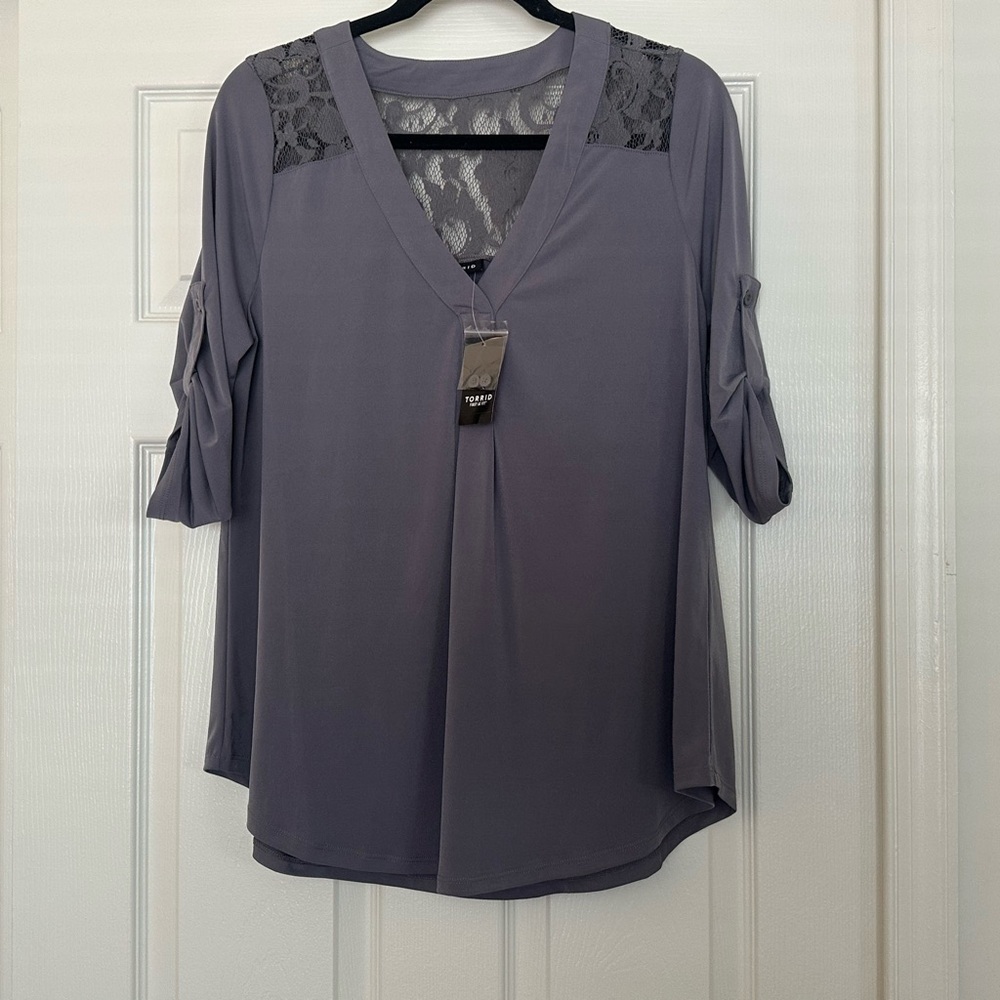 Torrid Grey Blouse with lace